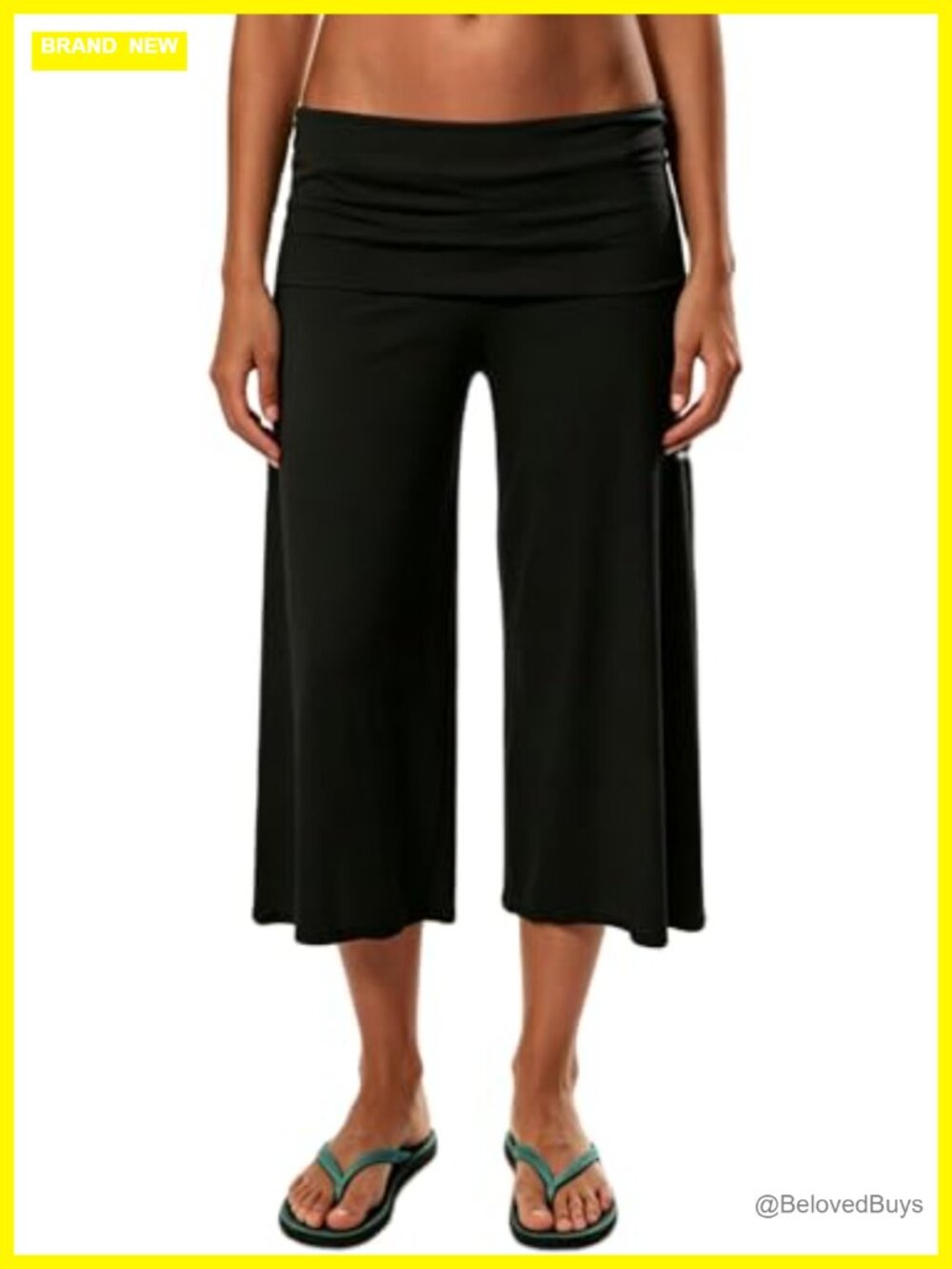 Gaucho Capri Pants Low Rise Fold Over Wide Leg Palazzo Y2K
